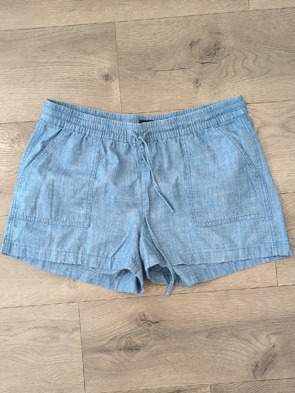 J. Crew Light Blue Drawstring High-Waist Linen-Blend Shorts